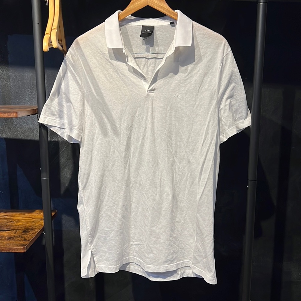 Armani Exchange white polo sz XL … more like large. Never worn.